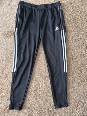 adidas Black Joggers with White Three-Stripes